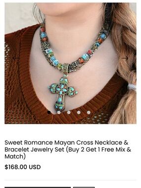 Sweet Romance Turquoise & Coral Beaded Cross Necklace